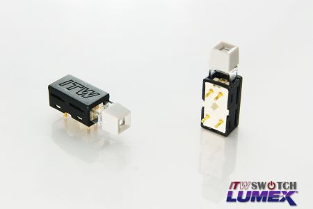 PCBA-Miniatur-LED-beleuchtete Drucktastenschalter - Rechtwinklige 20-mA-PCBA-LED-Druckschalter